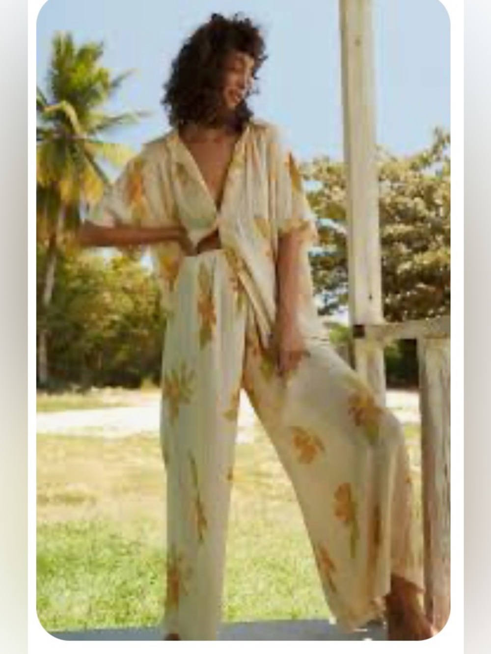 NEW Savannah Morrow The Label Floral High Rise Wide Leg Pants Size L